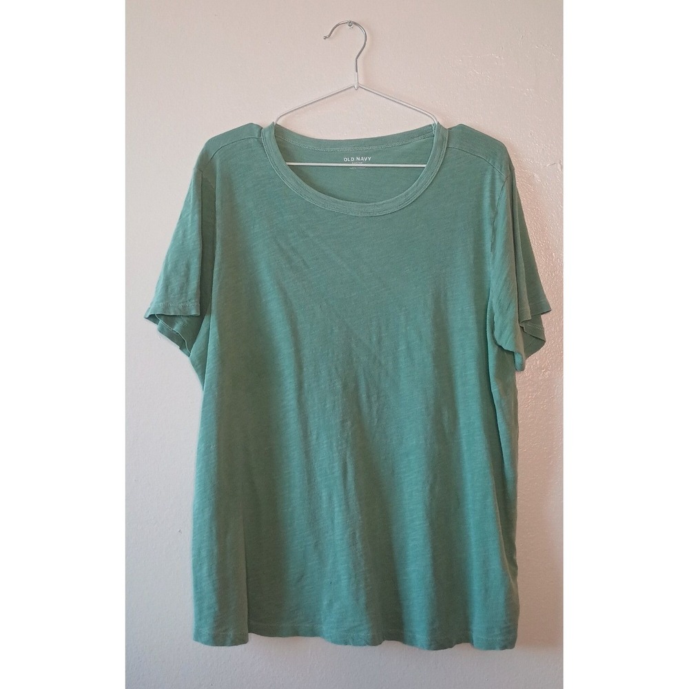 Old Navy EveryWear Sage Green Slub Knit Cotton Tee Shirt Womens L Tall Basics